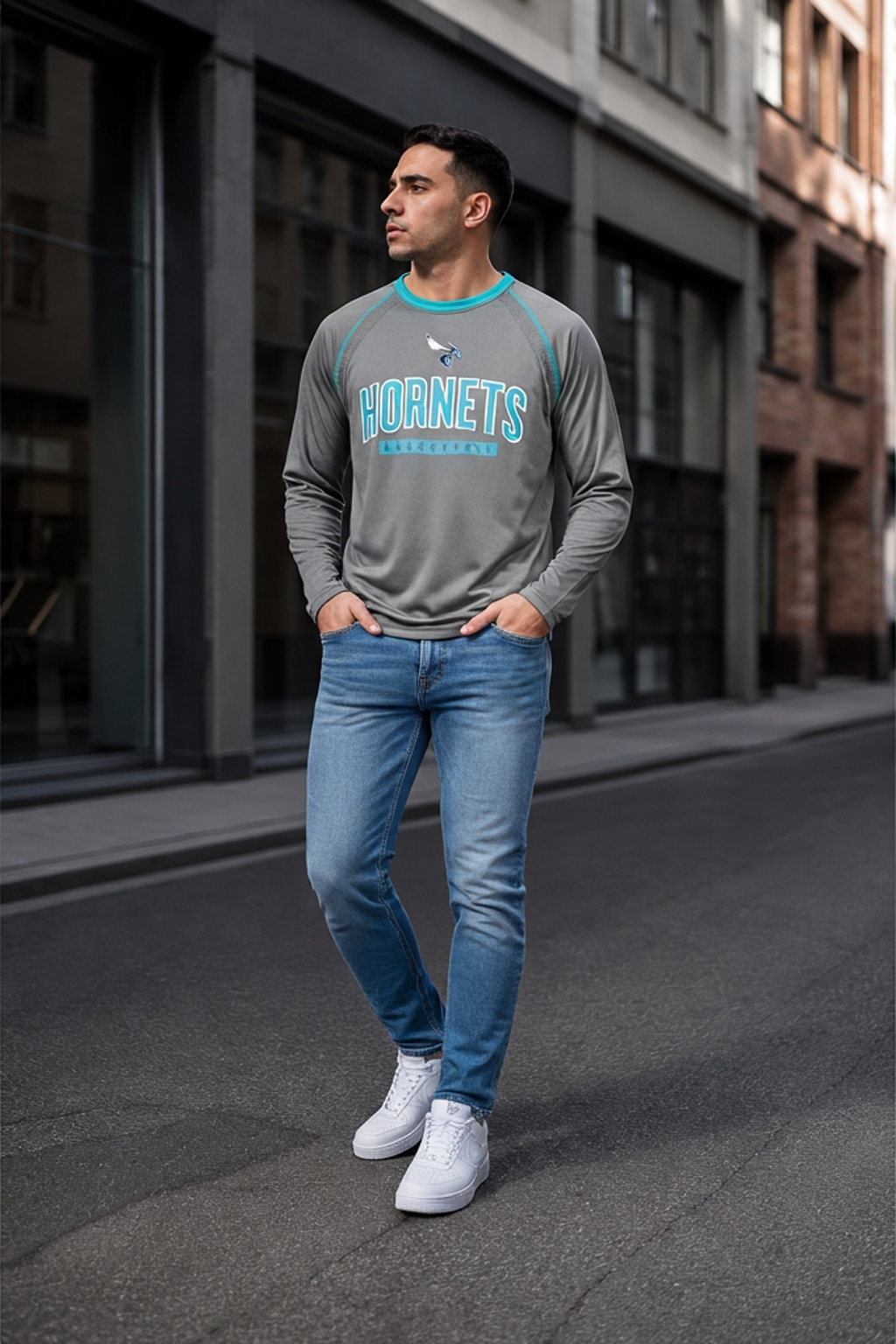 Camiseta Basketball Hornets gris